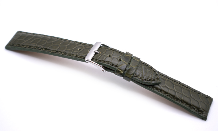 Horlogeband Frosted olivegreen | passend voor Leer