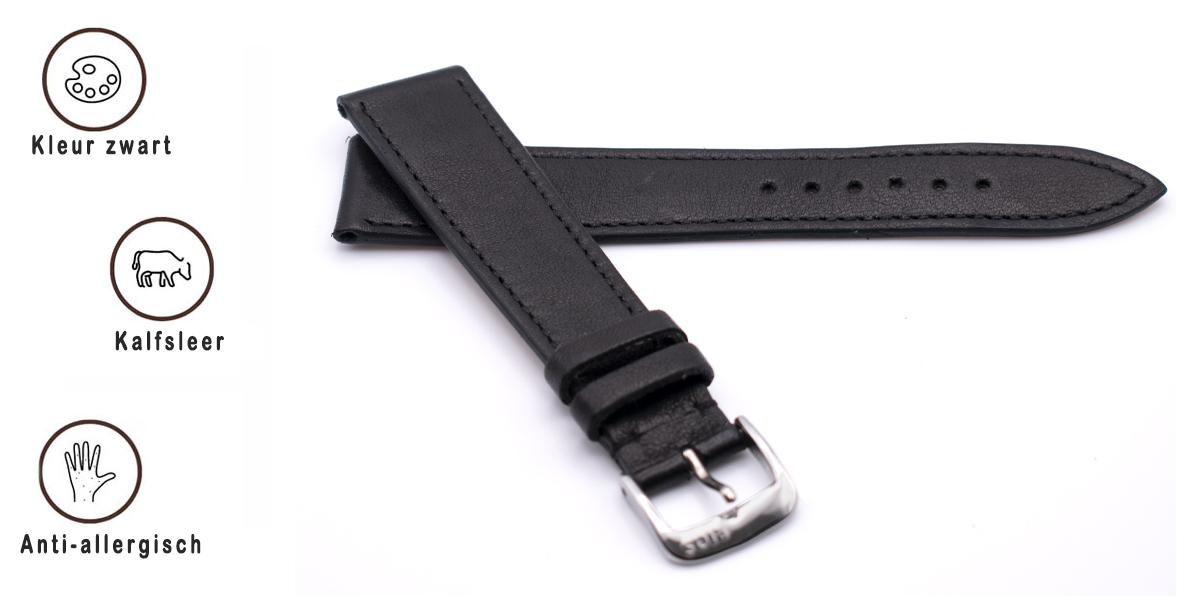 Horlogeband Hermes Leer Zwart | voor Bulova