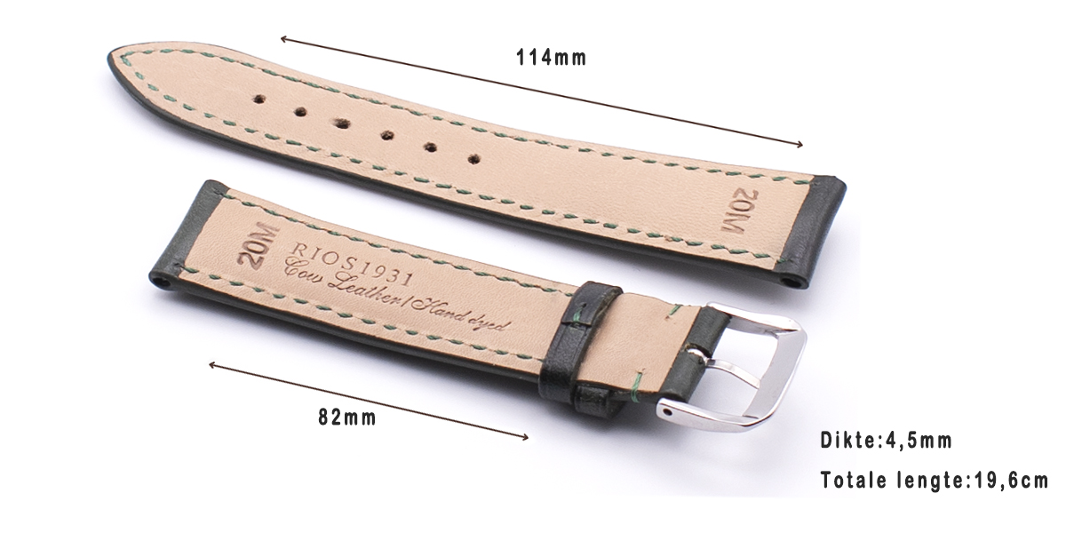 Horlogeband Two Tone Groen | voor Leer