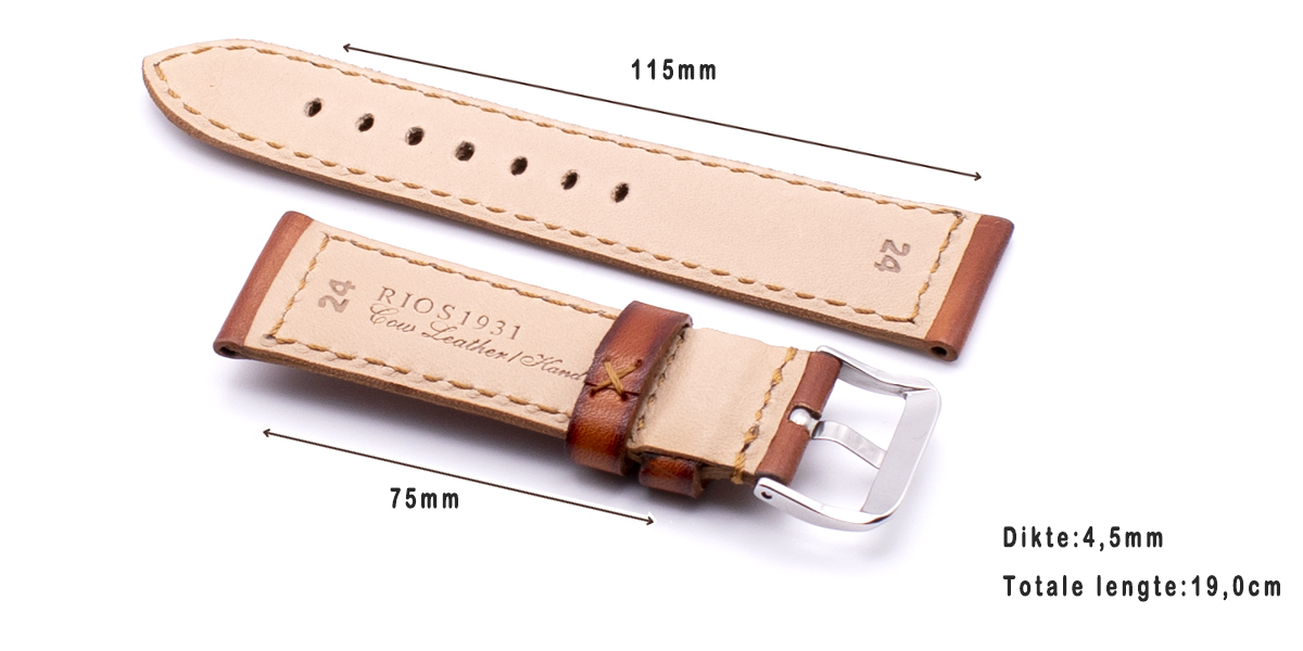 Horlogeband Firenze cognac Two Tone | voor Leer