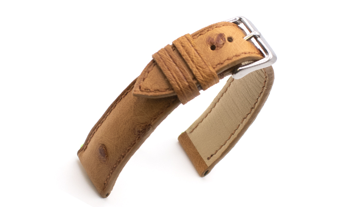 Horlogeband Handmade Struisvogel Honey | voor Leer