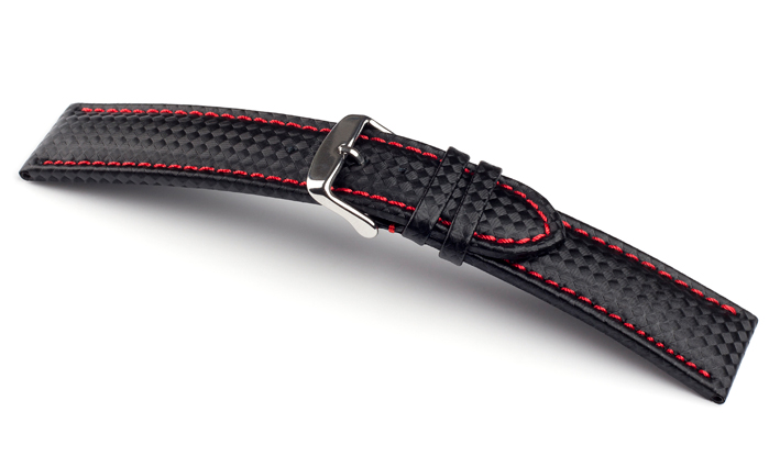 Horlogebandje Carbon rood | voor Leer 