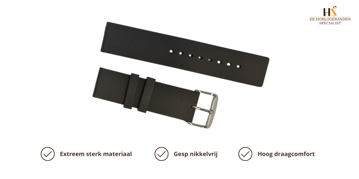 Horlogeband rubber Atlanta zwart | voor Garmin horloge bandjes