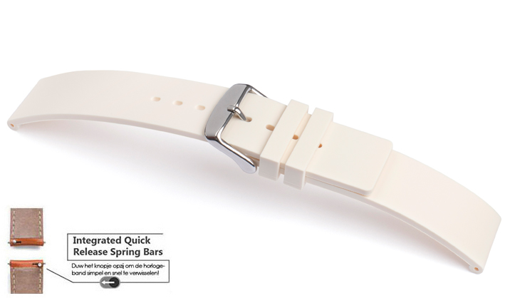 Horlogeband rubber Atlanta Creme | voor Pebble