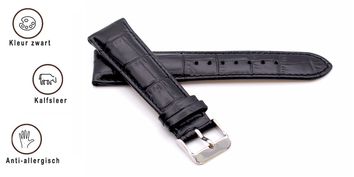 Horlogeband Arizona zwart | voor Certina