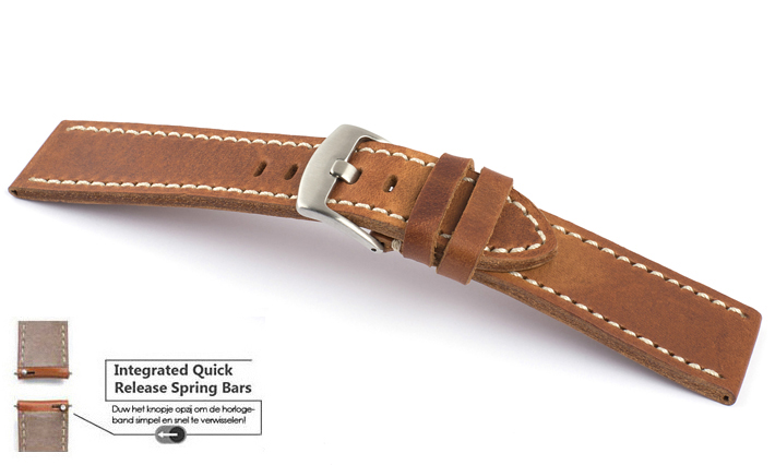 Horlogeband Vintage Classic cognac | voor Garmin horloge bandjes