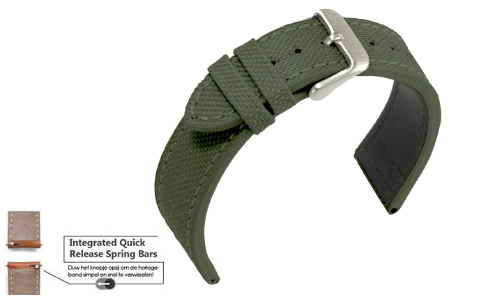 Horlogeband Canvas Olivegreen | voor Fossil Q