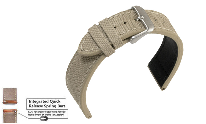 Horlogeband Canvas beige | voor Fossil Q 