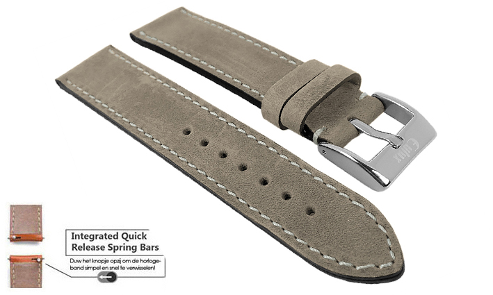 Horlogeband Vintage Nubuck Beige | voor Pebble