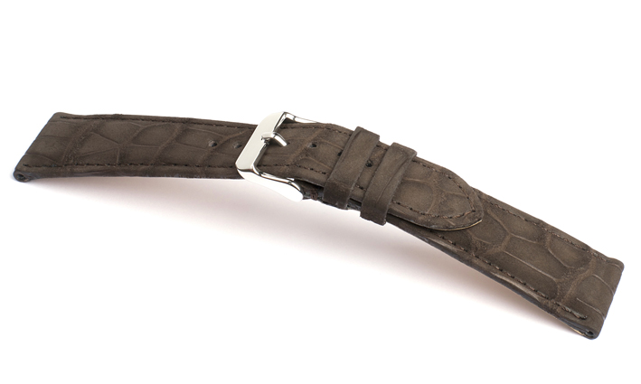 Horlogeband Alligator Nubuck donkerbruin | voor Glashütte Original