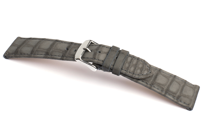 Horlogeband Alligator Nubuck grijs | voor Longines