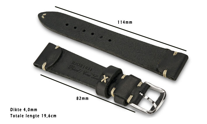 Horlogeband Tiber zwart | voor U Boat